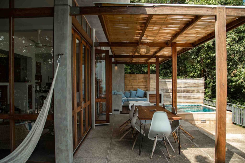 Shade peragola beside pool area