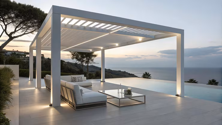 sleek aluminum pergola