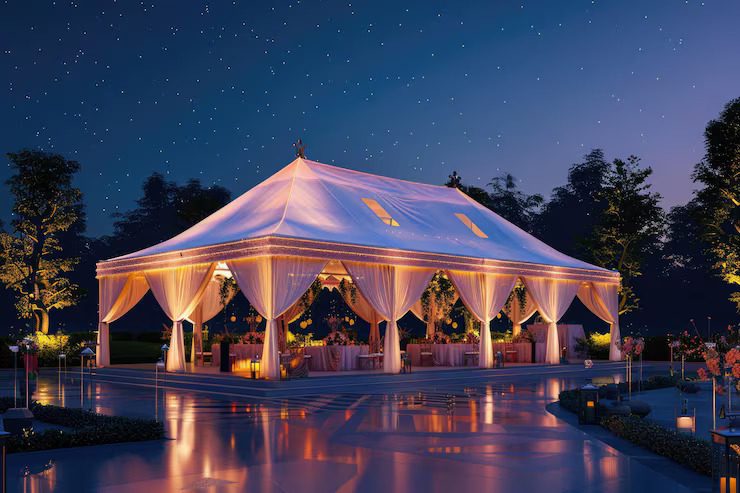 tent luxe with lights