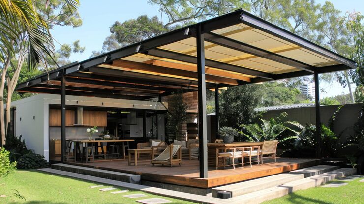 pergola with kitchen