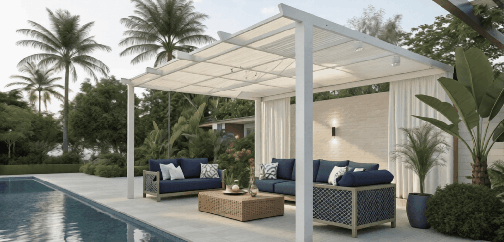 shade only pergola by the pool